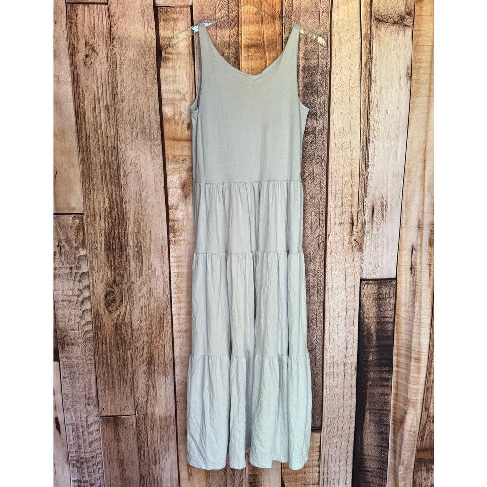 J.Crew Dress Broken-in Jersey Tiered Maxi‎ Neutral Sleeveless Belted Classic XS